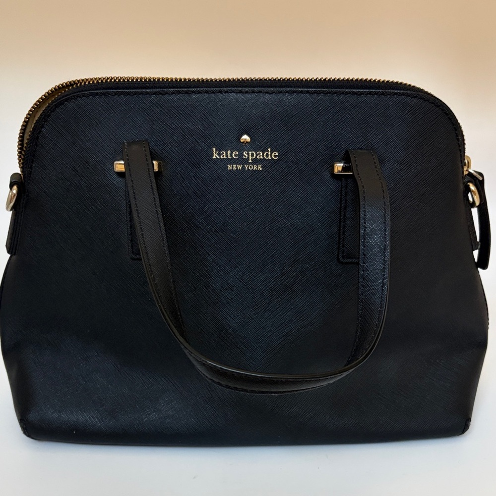 Kate Spade Black Satchel with Gold Accents